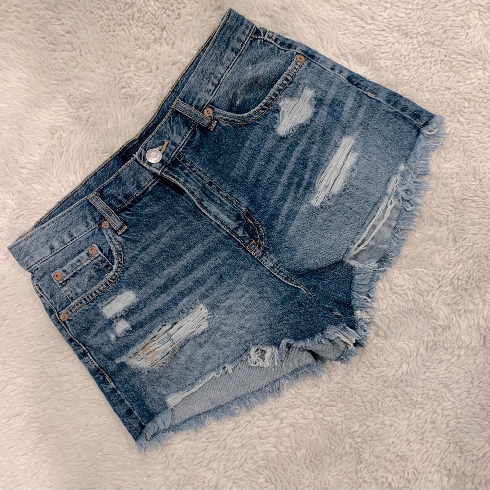 Aeropostale High Rise Shorty Distressed Shorts 💙